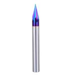 YOKISHUN 30 Degree V Bit 1/4"" Shank, Carbide CNC Chamfer End Mill, 3-Flute V Groove Router Bit with Blue Nano Coating for Wood CNC Engraving Carving