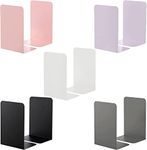 Cedilis 10 PC/5 Pair Book Ends, Heavy Duty Metal Book End for Shelves, Non-Skid Bookend, Universal Economy Book Stopper for Books/Movies/CDs/Magazines, 5 Colors