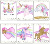 Unicorn Wall Decor For Girls Bedroom, Rainbow Unicorn Wall Art for Kids Girls Room Decor 6 Pieces, 8x10inch Unframed Photo Prints, 01