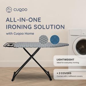 CUQOO Folding Ironing Board – 122x38cm Adjustable Laundry Table
