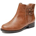 Veittes Women's Ankle Boots, Classy Fashion Comfy Chunky Heel Side Zipper Short Booties.(2304012,BR/PU,11)