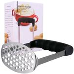 Starchef Masher Ricer,Stainless Steel Masher Ricer with Soft Handle,Fruit & Vegetable Masher Ricer, Potato Ricer Masher(Black)