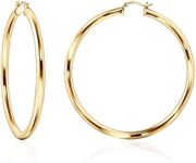 Barzel 18K Gold Plated 4MM Solid Hoop Earrings For Women, Varying sizes 10-60mm, High Polish Finish, Tarnish Free. Made In Brazil (60MM)