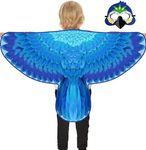 D.Q.Z Bird-Wings-Parrot-Costume for Kids with Mask, Bithday Gifts for Boys Girls Owl Eagle Role Play Animal Party (Blue)