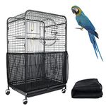 ASOCEA Extra Large Bird Cage Seed Catcher Guard Universal Birdcage Cover Nylon Mesh Net for Parrot Parakeet Macaw Lovebird African Grey - Black (Not Included Birdcage)