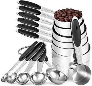 U-Taste Measuring Cups Spoons Set, 18/8 Stainless Steel, 12Pcs, Black