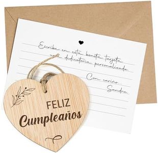 CONTRAXT Regalos tarjeta felicitacion cumpleaños. Tarjeta de Feliz Cumpleaños en Madera Regalos originales cumpleaños amiga amigo hombre mujer birthday cards (Feliz Cumpleaños)