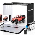 Glendan Portable Light Box Photography, 16"x12" Professional Dimmable Photo Box with 112 High Color Rendering Index LED Lights & 8 Color PVC Backdrops for Jewelry and Small Item Product Photography