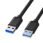 USB 3.0 Male to Male Cable - 5 Feet Double Sided USB Cord Male to Male for Hard Drive Enclosures, DVD Player, Laptop Cooler and More (5ft - Black)