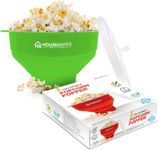 Collapsible Silicone Microwave Hot Air Popcorn Popper Bowl with Lid and Handles (Green)