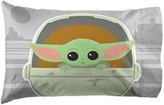 Jay Franco Star Wars The Mandalorian The Cutest Bounty 1 Pack Pillowcase - Double-Sided Kids Super Soft Bedding - Features The Child Baby Yoda (Official Star Wars Product)