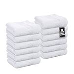 12 PC Wash Cloths Bathroom Set -100% Cotton Highly Absorbent Washcloths Bulk, Premium Spa & Hotel Quality Wash Clothes - White