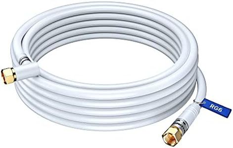 RG6 COAXIAL Cable with 90-Degree Angled Connector - 25ft / White - Triple Shielded, Non-Oxygen Copper Cable Wire for TV, Internet & More - Flexible Coax Cable Cord