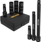 LEXIVON 6 Total Lug Nut Sizes | Cr-Mo Steel = Fully Impact Grade + Impact Driver Extension Bar Set, 1/2" Drive | 3-Piece Set 3, 6, and 8 Inch Long