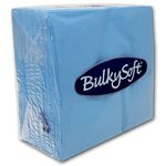 BulkySoft Paper Serviettes 2Ply Solid Colour Soft Napkins for Kitchen, Parties, and Events – Rip Proof Disposable Tableware - 33 × 33 cm – 100% Cellulose Pack of 100 Kitchen Napkins - Light Blue