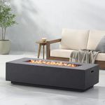 BKSFOAA 56" Propane Fire Pit Table, 50,000 BTU Outdoor MgO Rectangle Fire Table with Auto-Ignition, Lava Rocks for Patio Deck, Magnesium Oxide Lightweight Concrete, CSA Certified, Dark Grey
