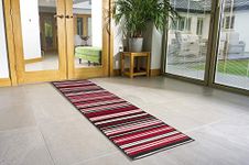 Bravich Modern Contemporary Stripes Lines Pattern Very Long Hallway Hall Runner Narrow Rugs Custom Length Red Stripes Stair Carpet Mats 60x180CM (2'X6')