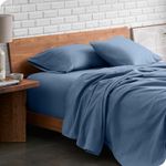 Bare Home Flannel Sheet Set 100% Cotton, Velvety Soft Heavyweight - Double Brushed Flannel - Deep Pocket (Queen, Coronet Blue)