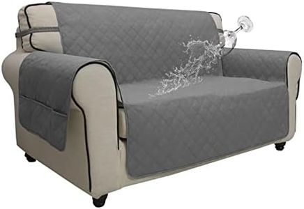 Easy-Going 100% Waterproof Sofa Slipcover Cover Furniture Protector Couch Slipcover Pets Covers Whole Fabric No Stitching Slip Resistant Non-Slip Fabric Pets Kids Children Dog Cat (Loveseat, Gray)