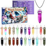 Advent Calendar 2024 Crystals Gemstones - 24 Surprise Healing Crystal Christmas Countdown Natural Crystal Gem Necklace Gifts for Girls Boys Kids Adults Women and Teenagers