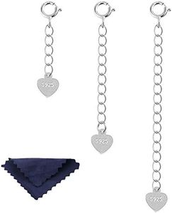 ALEXCRAFT Sterling Silver Extenders Chain Necklace Extension Chains for Jewelry Making ( 1 2 3 inch )