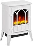 HOMCOM Freestanding Electric Fireplace, Electric Log Burner with LED Flame Effect, Overheating Safety System, 1000W/2000W White