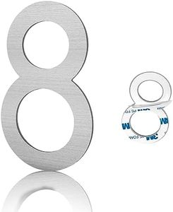 3 Inch Modern House Numbers, Brushed silver Mailbox Number,Stainless Steel Material,Self-Adhesive Number Door Numbers for Apartments Office (8)