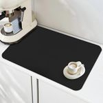 Coffee Mat with Rubber Backed - 16x24 Inch | Hides Stains Coffee Bar Mat for Countertop | Absorbent Dish Drying Mat for Kitchen Counter | Easy-Clean Pet Placemats | Black