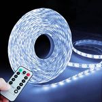 Homeleo 16.4ft 150 LED Battery LED Strip Lights, Waterproof White LED Light Strip for Hurricane Emergency Halloween Parade Birthday Party Costume Garage Bedroom Closet Cabinet Kitchen Window Decor