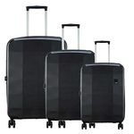 VIP Cosmos Black Trolley Bags Set of 3 | Polypropylene Number Lock Hard Luggage Bags (Small + Medium + Large) | 8 Wheel Suitcase