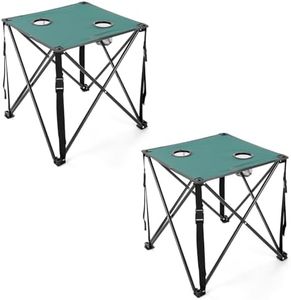 ARROWHEAD OUTDOOR 2-Pack 26” (66cm) Portable Camping Folding Table, 2 Cup Holders, Square, Carrying Case, Steel Frame, High-Grade 600D Canvas