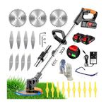 Cordless Strimmer 21V Electric Grass Trimmer with 2x2.0Ah Battery Fast Charger Garden Trimmer with Metal Blades Lightweight Adjustable Handle Brush Cutter for Lawn Garden(Black)