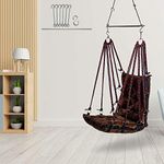 Swingzy Make in India, Soft Leather Velvet Hanging Swing Chair, Jhula for Adults, Swing for Indoor/Outdoor, Home, Balcony & Garden, 200 Kgs Weight Capacity (Cotton,Brown, Free Hanging Accessories)