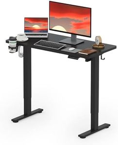 SANODESK 110 * 54 Electric Standing Desk ONE PIECE With Memory Smart Panel Sit Stand Table With Hooks and Cupholder for Home Office （Black Frame+ Black Desktop）