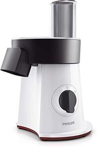 Philips HR1388/80 Viva Collection Salatzubereiter und Zerkleinerer / 200 W / 6 Scheibensätze aus Edelstahl, weiß/schwarz/rot