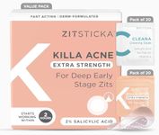 ZitSticka Extra Strength Killa Acne Patches for Face - World's Most Potent Pimple Patch with Fast-Acting Microdarts - Starts Working within 2 Hours for Deep, Early-Stage Zits & Blemish - 20 Count