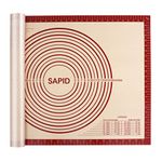 Sapid Extra Thick Silicone Pastry Mat (20"×28") Non-Slip with Measurements for Non-Stick Silicone Baking Mat Extra Large, Dough Rolling, Pie Crust, Kneading Mats, Countertop, Placement Mats (1, Red)