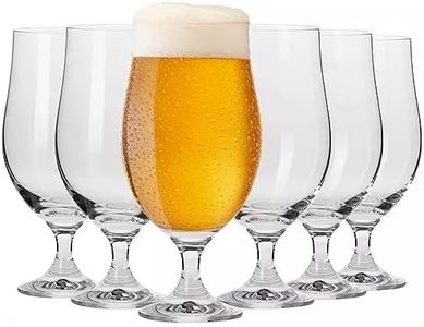 Krosno Lager Beer Glasses, Set of 6, 16.9 oz, Belgian Style Glasses, IPA, Craft Beer Glasses, Harmony Collection, Dishwasher Safe, Made in Europe