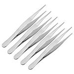 Sourcingmap 5 Pcs 5-Inch Stainless Steel Straight Pointed Tweezers with Serrated Tip