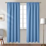 BGment Denim Blue Curtains for Living Room 84 Inches Length - Rod Pocket Thermal Insulated Room Darkening Drapes for Bedroom Sliding Glass Door, 52 x 84 Inch, 2 Panels