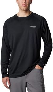 Columbia Mens PFG Solar Stream Long Sleeve Sun Protection Shirt, Black, Large