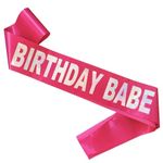 Magnusson's Garden Birthday Babe Sash, Birthday Sash for Girls, Birthday Gifts for Women, Pink and Silver Birthday Party Decorations and Supplies, Silver, 1 Count (Pack of 1)