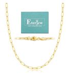 Italy 3mm Solid 18k Gold Paperclip Chain Necklace for Women Girls, Shiny & Sturdy & Fashion & Comfortable 22 Inch