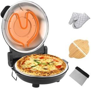 YIBAKE Stone Pizza Oven, 12'' Indoor Electric Pizza Maker, 1200W Countertop Pizza Maker Machine with Dual Temp Control, Crispy Crust Pizzas in Minutes, Black