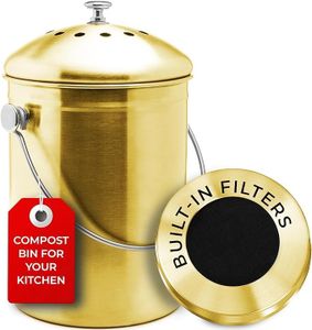EPICA Countertop Compost Bin Kitchen | 1.3 Gallon | Odorless Composting Bin with Carbon Filters | Indoor Compost Bin with Lid | Stainless Steel Kitchen Composter for Food Scraps & Waste Recycling