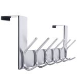 WEBI Over The Door Hook Door Hanger:Over The Door Towel Rack with 6 Hooks for Hanging Coats,Door Coat Hanger Towel Hanger Over Door Coat Rack for Towels,Clothes,Back of Bathroom,Silver