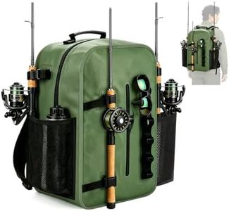BSAKG Floating Fishing Backpack IP68 Waterproof Submersible Zipper, Tackle Backpack Fits 2-3 3700 Tackle Boxes, 840D PVC Tackle Backpack with 3 Rod Holders, Fishing Accessories Gift for Men & Women