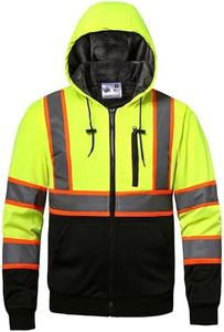 DPSAFETY High visibility Hoodie for Men,Class3 Hi Vis Hoodie,Fleece Lined Reflective Hooded,Construction work Hi-Vis Safety Sweatshirt,Black Bottom Lime 2XL