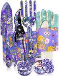 Gardening Gifts For Women, TOYPOPOR 6Pcs Garden Tools Set with Floral Print, Including Trowel, Fork, Scissor, 2 Candles and Gloves, Mother's day Birthday Gifts for Mum, Ladies Gardeners