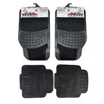 KARAN KING 4 Piece Rubber Car Mat & Carpet ( Front + Rear ) Car Mat Floor Mat Universal Non-Slip Heavy Duty for Cars SUV Truck & VAN, Water Proof, All Weather, Black